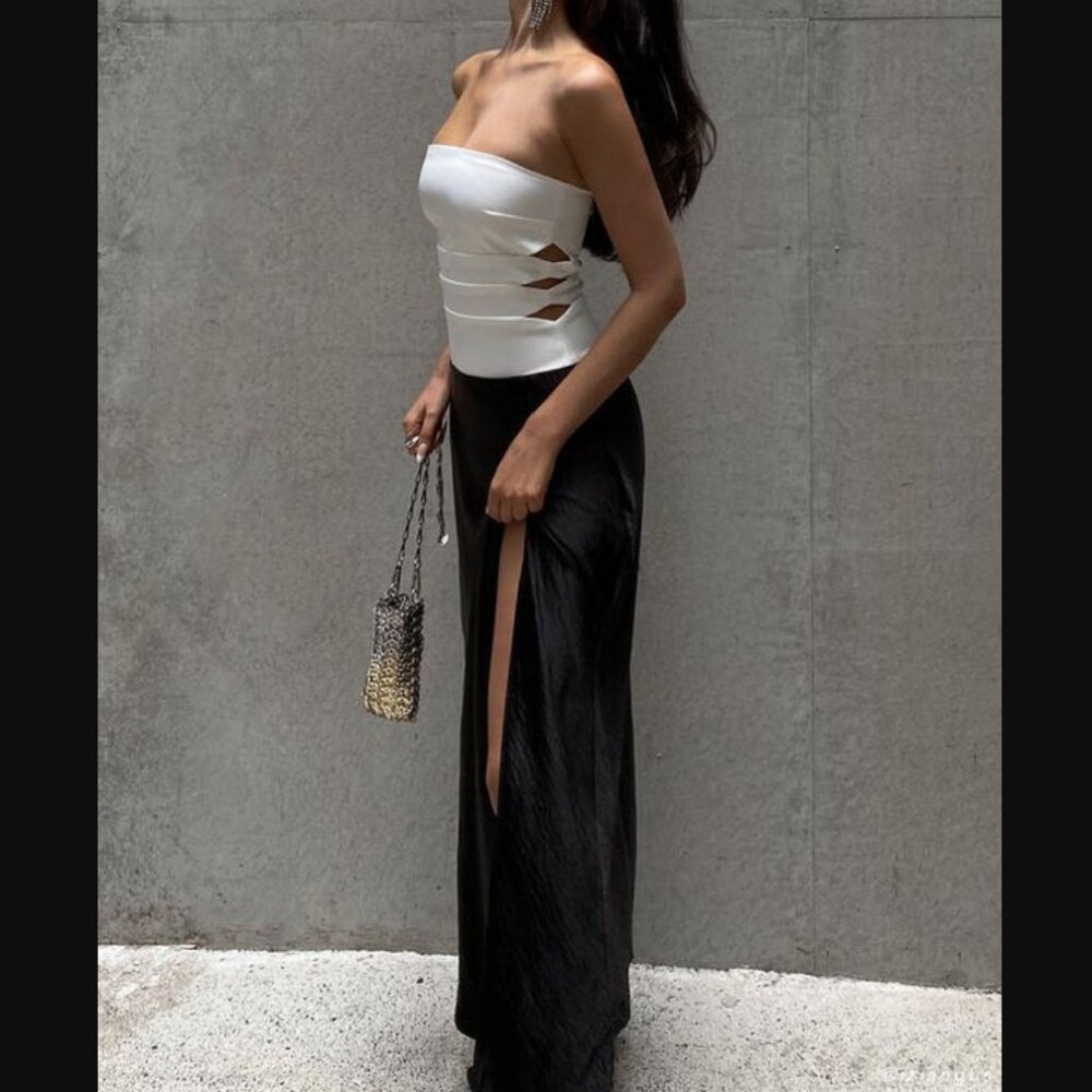 Brooklyn Two Tone Strapless Maxi Dress Meshki